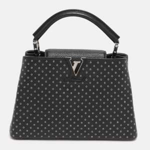 Pre Owned Louis Vuitton Black Taurillon Leather Grommet Capucines BB Bag