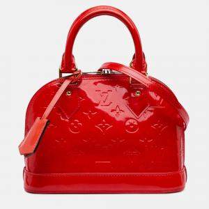 Pre Owned Louis Vuitton Red Monogram Vernis Alma BB