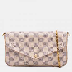 Pre Owned Louis Vuitton White Damier Azur Pochette Felicie