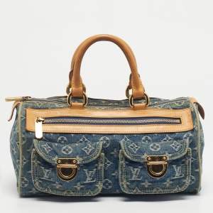 Pre Owned Louis Vuitton Blue Monogram Denim Neo Speedy Bag