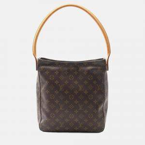 Pre Owned Louis Vuitton Looping Brown Monogram Canvas Leather GM Shoulder Bag