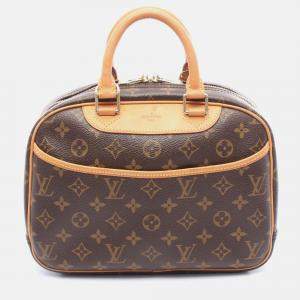 Pre Owned Louis Vuitton Trouville Brown Monogram Canvas Leather Handbag