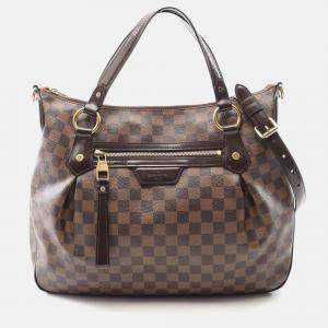Pre Owned Louis Vuitton Evora Damier Ebene Canvas Leather MM Handbag