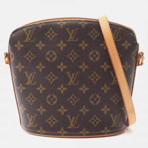 Pre Owned Louis Vuitton Drouot Brown Monogram Canvas Shoulder Bag 