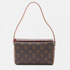 Pre Owned Louis Vuitton Recital Brown Monogram Canvas Leather Handbag