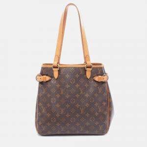 Pre Owned Louis Vuitton Batignolles Vertical Brown Monogram Canvas Tote
