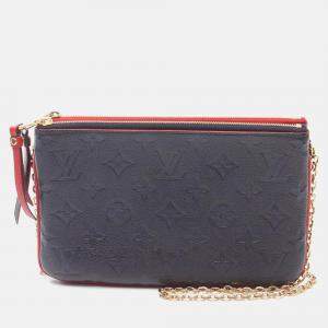 Pre Owned Louis Vuitton Pochette Double Zip Shoulder Bag Monogram Empreinte Red