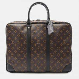 Pre Owned Louis Vuitton Porte-Documants Voyage Business Bag Monogram Macassar