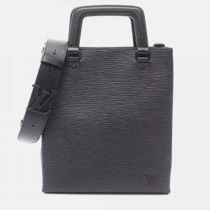 Pre Owned Louis Vuitton Sac Plat Fold Shoulder Handbag Epi Leather Noir