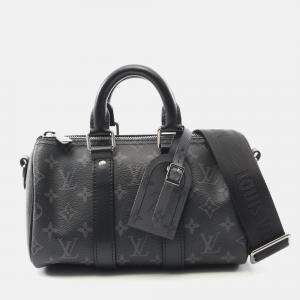 Pre Owned Louis Vuitton Keepall Bandouliere 25 Handbag Monogram Eclipse Reverse