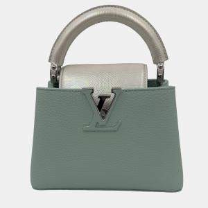 Pre Owned Louis Vuitton Mint Green Leather Mini Capucines Bag
