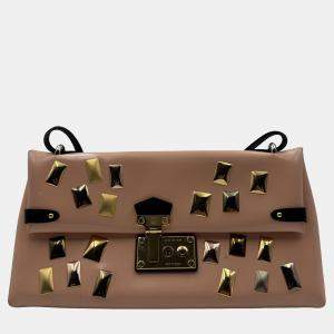 Pre Owned Louis Vuittong LV studded Brown patent leather bag