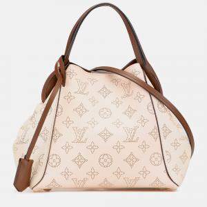 Pre Owned Louis Vuitton Beige Brown Monogram Mahina Hina PM