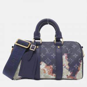 Pre Owned Louis Vuitton Keepall Bandouliere 25 Ancre, Blue Monogram Bleach Canvas Boston Bag