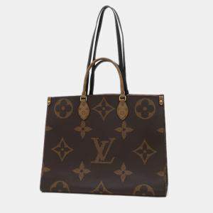 Pre Owned Louis Vuitton Monogram Giant OnTheGo GM Brown Coated Canvas Tote Bag