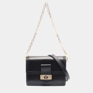 Pre Owned Louis Vuitton Dauphine MM Noir Leather Shoulder Bag