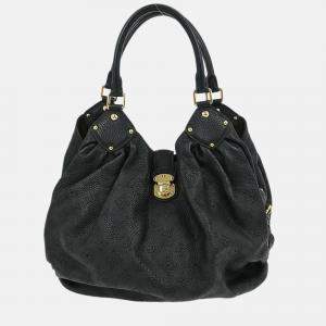 Pre Owned Louis Vuitton Mahina Black Leather Hobo Bag