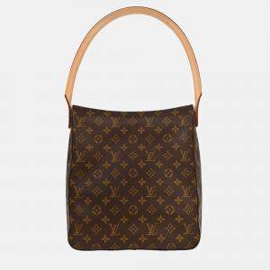 Pre Owned Louis Vuitton Monogram Looping GM Brown Coated Canvas Shoulder Bag