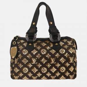 Pre Owned Louis Vuitton Speedy 30 Gold Sequin Monogram Eclipse Handbag