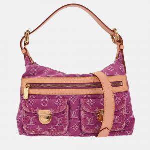 Pre Owned Louis Vuitton Baggy PM Pink Monogram Denim Shoulder Bag