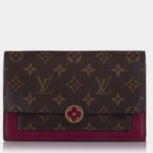 Pre Owned Louis Vuitton Brown Monogram Flore Wallet On Chain