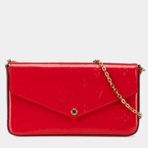 Pre Owned Louis Vuitton Red Monogram Vernis Pochette Felicie