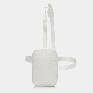 Pre Owned Louis Vuitton White Monogram Taurillon Utility Side 