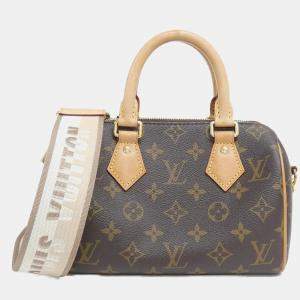 Pre Owned Louis Vuitton Speedy Bandouliere 20 Brown Monogram Canvas Boston Bag