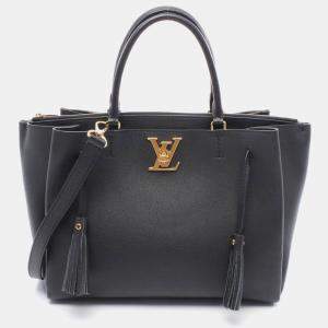 Pre Owned Louis Vuitton Rockmeat Black Leather Tote Bag
