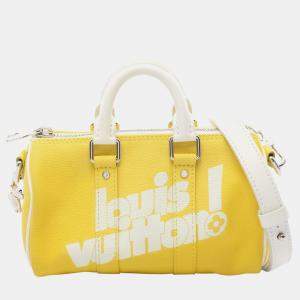 Pre Owned Louis Vuitton Keepall Xs Everyday Lv Handbag Leather Yellow White