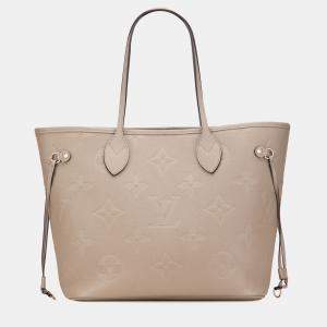 Pre Owned Louis Vuitton Beige Monogram Giant Empreinte Neverfull MM