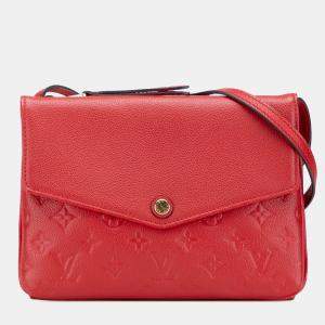 Pre Owned Louis Vuitton Red Monogram Empreinte Twice
