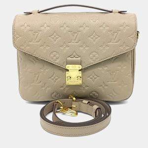 Pre Owned Louis Vuitton Beige Leather Empreinte Pochette Metis