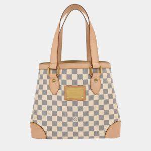 Pre Owned Louis Vuitton Damier Azur Hampstead PM Tote Handbag