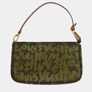 Pre Owned Louis Vuitton khaki Graffiti Pochette Accessoires Handbag