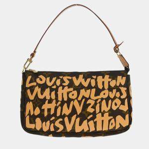 Pre Owned Louis Vuitton Beige Graffiti Pochette Accessoires Handbag