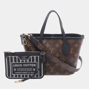 Pre Owned Louis Vuitton Brown Monogram Neverfull Bandouliere Inside Out BB