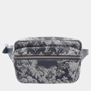 Pre Owned Louis Vuitton Blue Monogram Tapestry Outdoor Bumbag
