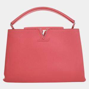Pre Owned Louis Vuitton Pink Taurillon Capucines MM