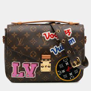 Pre Owned Louis Vuitton Brown Monogram Patches Pochette Metis