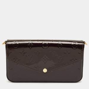 Pre Owned Louis Vuitton Amarante Monogram Vernis Pochette Felicie Bag