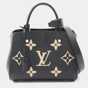 Pre Owned Louis Vuitton Montaigne Black/Beige Monogram Empreinte Leather BB Handbag