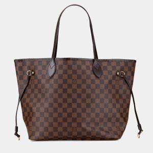 Pre Owned Louis Vuitton Brown Damier Ebene Neverfull MM