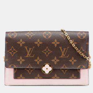 Pre Owned Louis Vuitton Brown Monogram Flore Wallet On Chain
