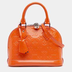 Pre Owned Louis Vuitton Orange Monogram Vernis Alma BB