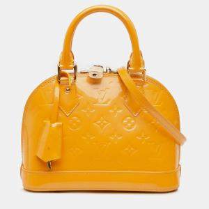 Pre Owned Louis Vuitton Yellow Monogram Vernis Alma BB