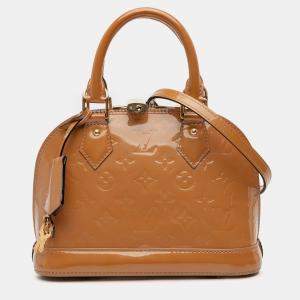 Pre Owned Louis Vuitton Brown Monogram Vernis Alma BB