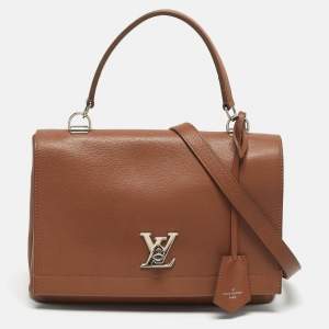 Pre Owned Louis Vuitton Brown Leather Lockme II Bag