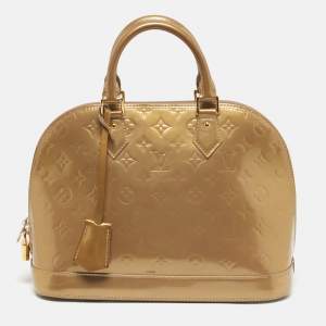 Pre Owned Louis Vuitton Beige Poudre Monogram Vernis Alma PM Bag