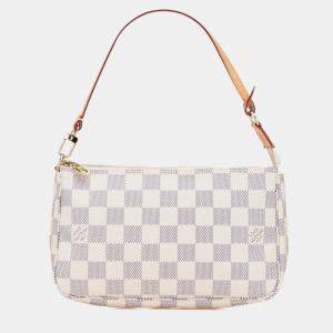 Pre Owned Louis Vuitton White Damier Azur Pochette Accessoires